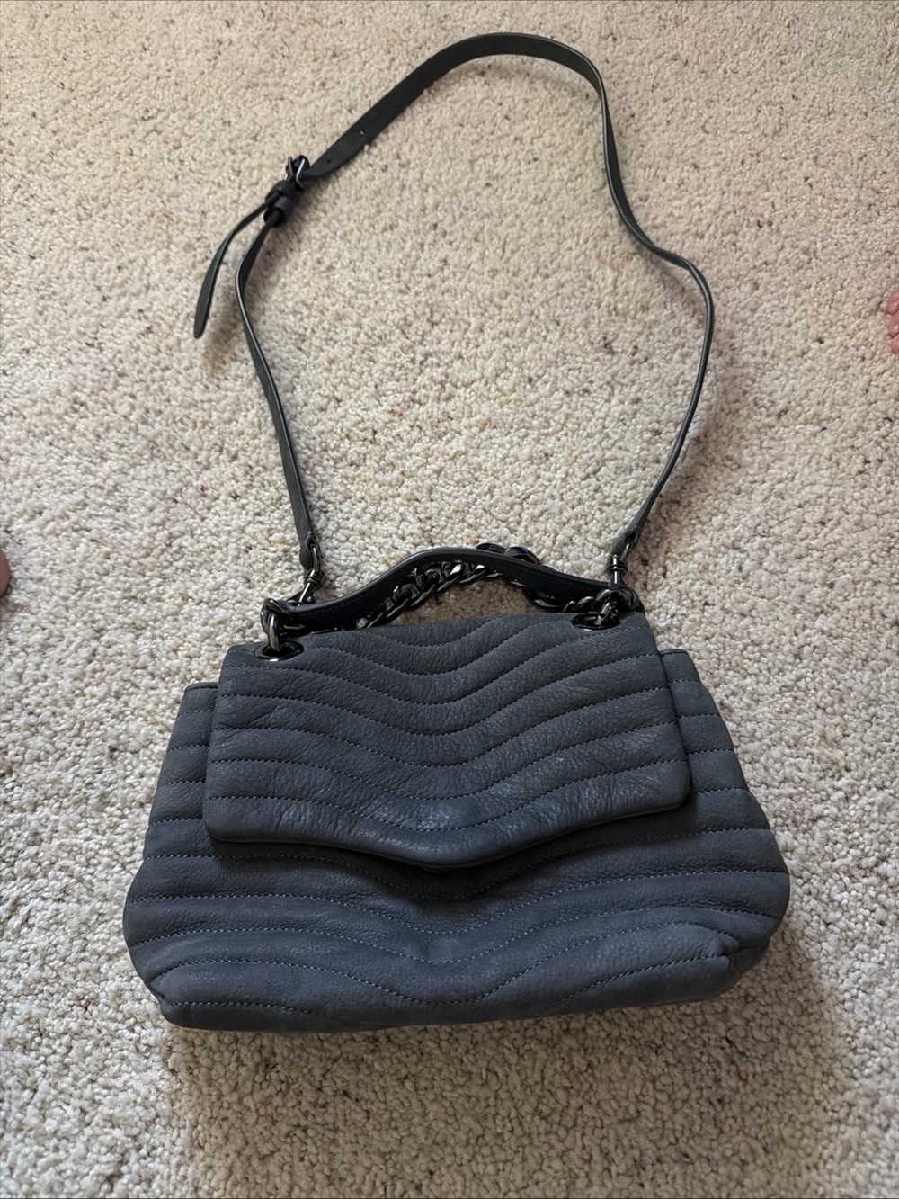 Rebecca Minkoff Quilted Chevron Crossbody Shoulder Bag - Gray